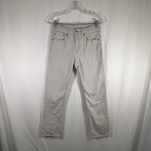 Levi's 502 Jeans 28x30 White Grey Cotton Blend Button Zip Pockets Strauss - Picture 1 of 11
